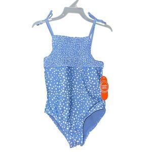 Girls 6 - 6X Robin Egg Blue White Dot Swimsuit Bathing Suit New With Tags NWT